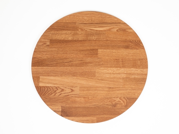 Round Tabletop Worktop Oak Select Natur, finger jointed lamellas, 26 mm, natural oiled